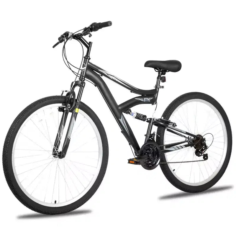 hykolity VTT 27,5 pouces Vélo Tout-Terrain 18 Vitesses Sport Pleine Suspension pour Hommes Adultes Unisexe Noir