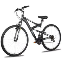 hykolity VTT 27,5 pouces Vélo Tout-Terrain 18 Vitesses Sport Pleine Suspension pour Hommes Adultes Unisexe Noir