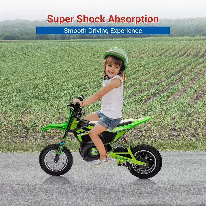 Moto électrique tout-terrain 24 V pour enfants Moteur 250 W Pneus gonflables Suspension métallique Vitesse max. 22 km/h Charge 63 kg pour les 6 ans et plus Jouet à piloter