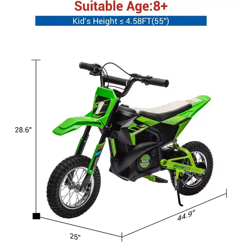 Moto électrique tout-terrain 24 V pour enfants Moteur 250 W Pneus gonflables Suspension métallique Vitesse max. 22 km/h Charge 63 kg pour les 6 ans et plus Jouet à piloter