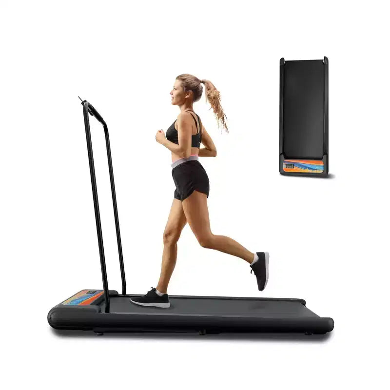 NAYSAYE Tapis roulant pliable portable sous le bureau, tapis de marche, accoudoirs amovibles, bande matelassée pour gym à domicile et bureau
