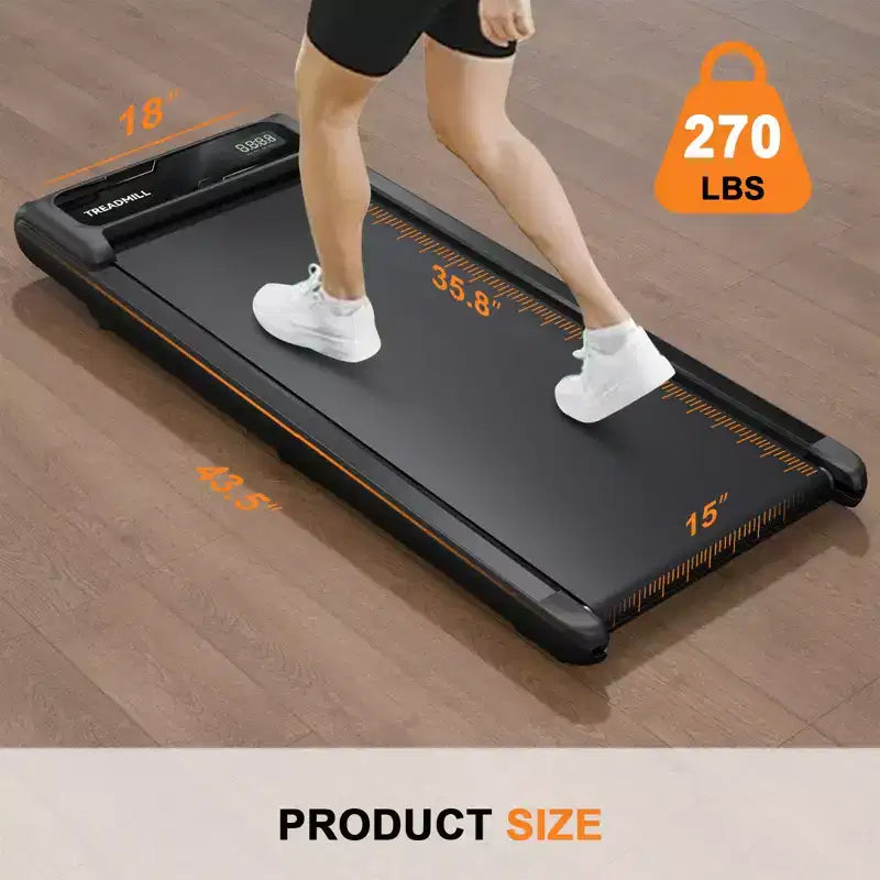 NAYSAYE Tapis roulant pliable portable sous le bureau, tapis de marche, accoudoirs amovibles, bande matelassée pour gym à domicile et bureau