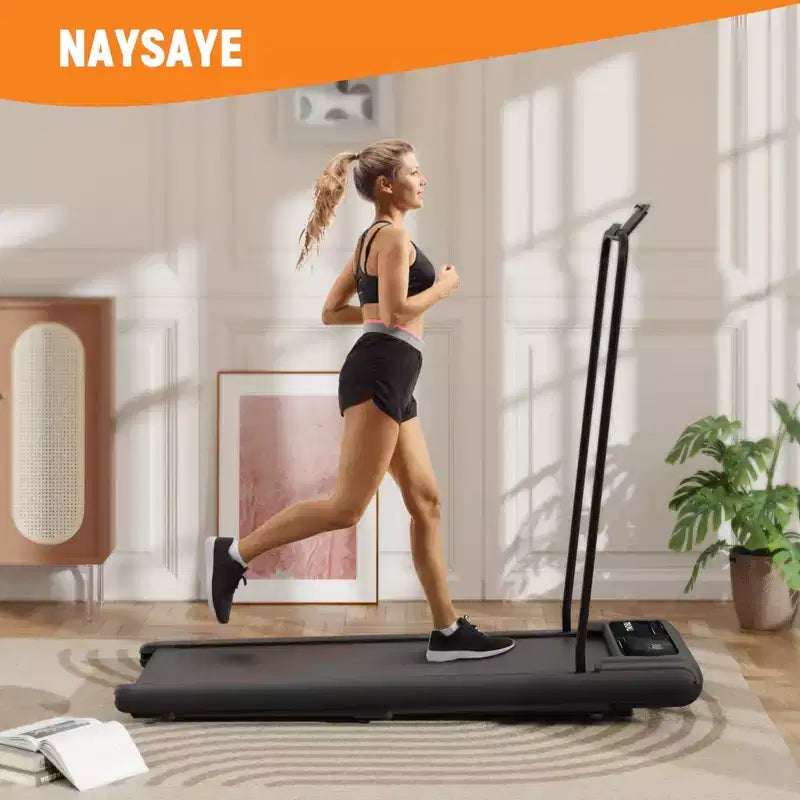 NAYSAYE Tapis roulant pliable portable sous le bureau, tapis de marche, accoudoirs amovibles, bande matelassée pour gym à domicile et bureau