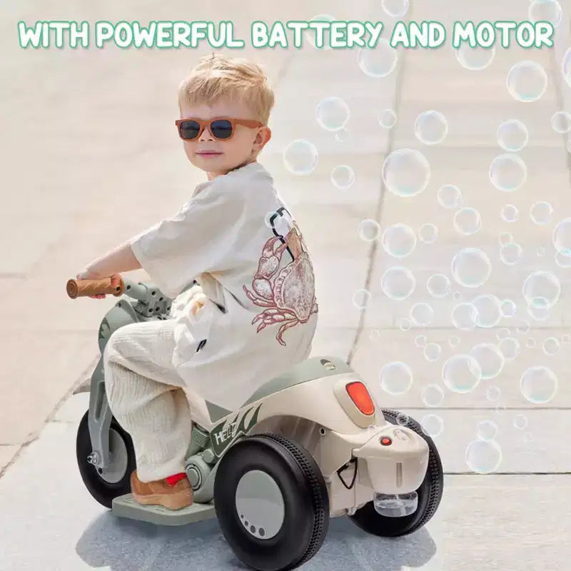 Moto électrique 6V pour enfants avec lumières LED et musique, pédale, marche avant/arrière, supporte jusqu'à 30 kg, pour les 3 ans et plus (solution à bulles non incluse)