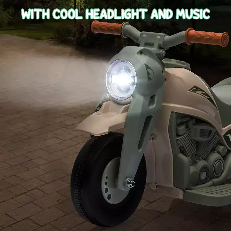 Moto électrique 6V pour enfants avec lumières LED et musique, pédale, marche avant/arrière, supporte jusqu'à 30 kg, pour les 3 ans et plus (solution à bulles non incluse)