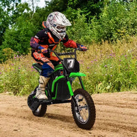 Mini-moto électrique tout-terrain 24V pour enfants, moteur 350W, 3 vitesses (8-23 km/h), suspension hydraulique, capacité de 61 kg pour les 8-12 ans, autonomie de 90 min