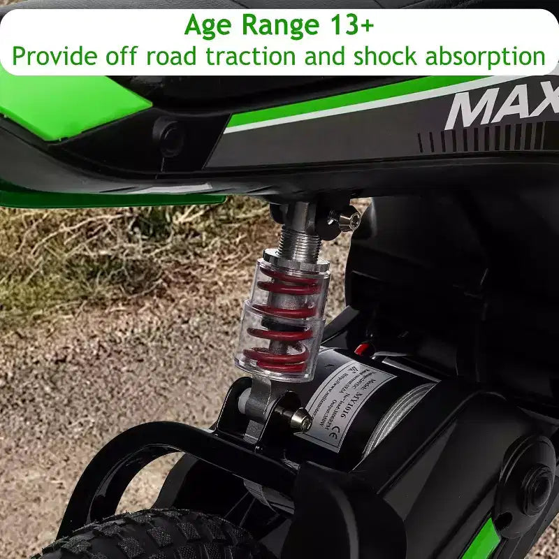Mini-moto électrique tout-terrain 24V pour enfants, moteur 350W, 3 vitesses (8-23 km/h), suspension hydraulique, capacité de 61 kg pour les 8-12 ans, autonomie de 90 min