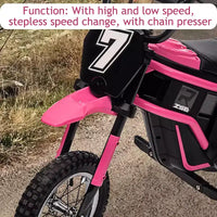 Mini-moto électrique tout-terrain 24V pour enfants, moteur 350W, 3 vitesses (8-23 km/h), suspension hydraulique, capacité de 61 kg pour les 8-12 ans, autonomie de 90 min