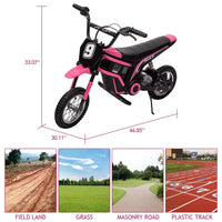 Mini-moto électrique tout-terrain 24V pour enfants, moteur 350W, 3 vitesses (8-23 km/h), suspension hydraulique, capacité de 61 kg pour les 8-12 ans, autonomie de 90 min