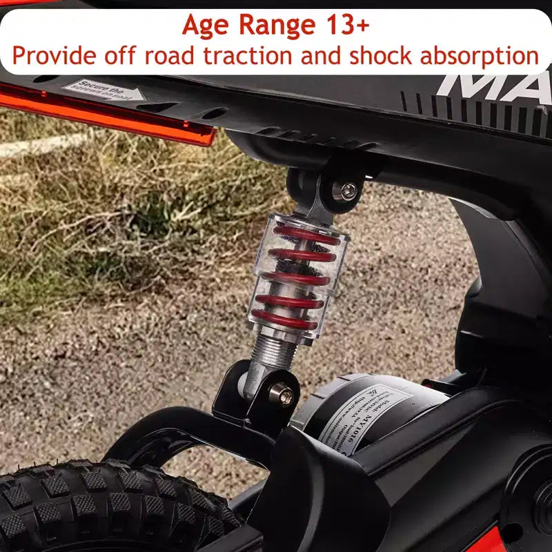 Mini-moto électrique tout-terrain 24V pour enfants, moteur 350W, 3 vitesses (8-23 km/h), suspension hydraulique, capacité de 61 kg pour les 8-12 ans, autonomie de 90 min