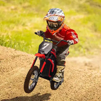 Mini-moto électrique tout-terrain 24V pour enfants, moteur 350W, 3 vitesses (8-23 km/h), suspension hydraulique, capacité de 61 kg pour les 8-12 ans, autonomie de 90 min