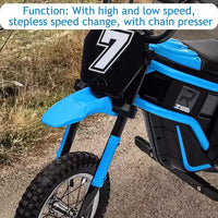 Mini-moto électrique tout-terrain 24V pour enfants, moteur 350W, 3 vitesses (8-23 km/h), suspension hydraulique, capacité de 61 kg pour les 8-12 ans, autonomie de 90 min