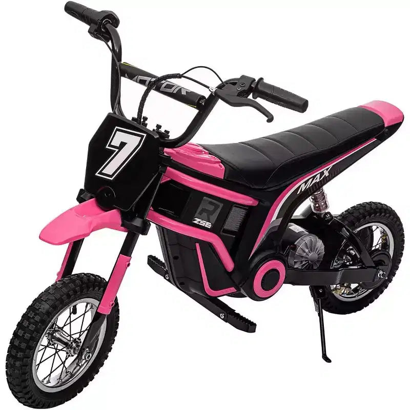 Mini-moto électrique tout-terrain 24V pour enfants, moteur 350W, 3 vitesses (8-23 km/h), suspension hydraulique, capacité de 61 kg pour les 8-12 ans, autonomie de 90 min