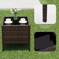 Ensemble de patio 3 pièces avec rotin PE Salon de conversation d'extérieur pour véranda, 2 chaises et table basse Ensemble de meubles de balcon et bistro