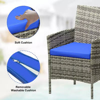 Ensemble de patio 3 pièces avec rotin PE Salon de conversation d'extérieur pour véranda, 2 chaises et table basse Ensemble de meubles de balcon et bistro
