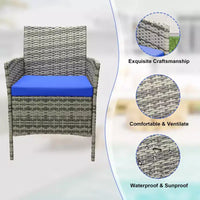 Ensemble de patio 3 pièces avec rotin PE Salon de conversation d'extérieur pour véranda, 2 chaises et table basse Ensemble de meubles de balcon et bistro