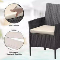 Ensemble de patio 3 pièces avec rotin PE Salon de conversation d'extérieur pour véranda, 2 chaises et table basse Ensemble de meubles de balcon et bistro