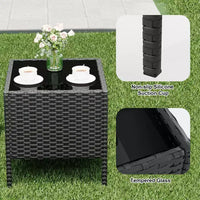 Ensemble de patio 3 pièces avec rotin PE Salon de conversation d'extérieur pour véranda, 2 chaises et table basse Ensemble de meubles de balcon et bistro