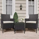 3 Piece Patio Set with PE Rattan  Outdoor Conversation Furniture Set for Front Porch, 2 Chairs & Coffee Table  Bistro Balcony Patio Furniture