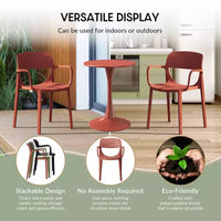 WestinTrends Playa Ensemble de table de bistrot ronde 3 pièces en métal et chaises de salle à manger empilables en résine pour patio
