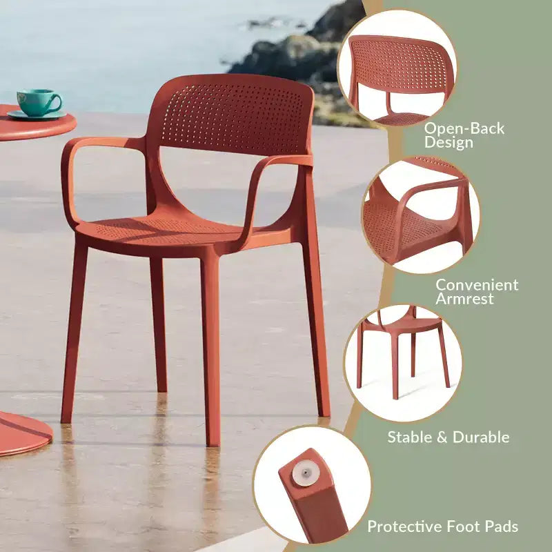 WestinTrends Playa Ensemble de table de bistrot ronde 3 pièces en métal et chaises de salle à manger empilables en résine pour patio
