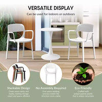 WestinTrends Playa Ensemble de table de bistrot ronde 3 pièces en métal et chaises de salle à manger empilables en résine pour patio