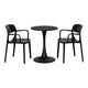 WestinTrends Playa 3-Piece Round Metal Bistro Dining Table Set And Stackable Resin Patio Dining Arm Chairs
