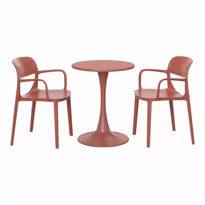 WestinTrends Playa Ensemble de table de bistrot ronde 3 pièces en métal et chaises de salle à manger empilables en résine pour patio