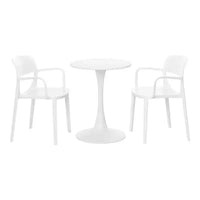 WestinTrends Playa Ensemble de table de bistrot ronde 3 pièces en métal et chaises de salle à manger empilables en résine pour patio