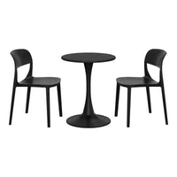 WestinTrends Playa Ensemble table de salle à manger bistro ronde en métal 3 pièces et chaises de salle à manger de terrasse empilables en résine