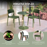 WestinTrends Playa Ensemble table de salle à manger bistro ronde en métal 3 pièces et chaises de salle à manger de terrasse empilables en résine