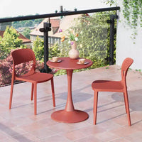 WestinTrends Playa Ensemble table de salle à manger bistro ronde en métal 3 pièces et chaises de salle à manger de terrasse empilables en résine