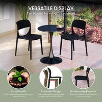 WestinTrends Playa Ensemble table de salle à manger bistro ronde en métal 3 pièces et chaises de salle à manger de terrasse empilables en résine