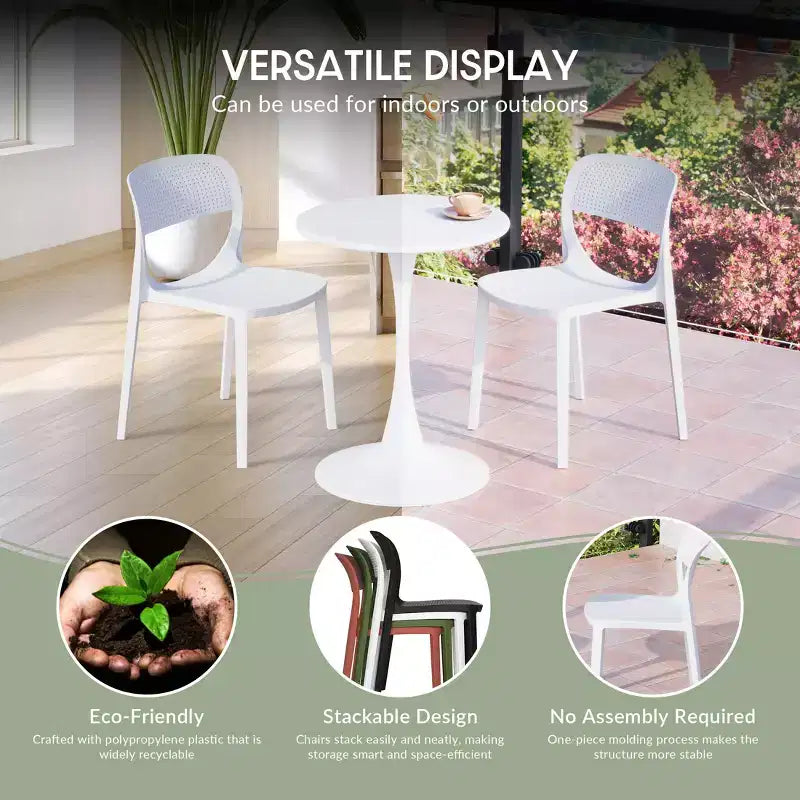 WestinTrends Playa Ensemble table de salle à manger bistro ronde en métal 3 pièces et chaises de salle à manger de terrasse empilables en résine