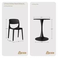 WestinTrends Playa Ensemble table de salle à manger bistro ronde en métal 3 pièces et chaises de salle à manger de terrasse empilables en résine