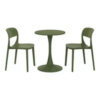 WestinTrends Playa Ensemble table de salle à manger bistro ronde en métal 3 pièces et chaises de salle à manger de terrasse empilables en résine