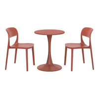 WestinTrends Playa Ensemble table de salle à manger bistro ronde en métal 3 pièces et chaises de salle à manger de terrasse empilables en résine