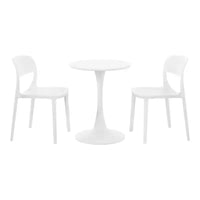 WestinTrends Playa Ensemble table de salle à manger bistro ronde en métal 3 pièces et chaises de salle à manger de terrasse empilables en résine