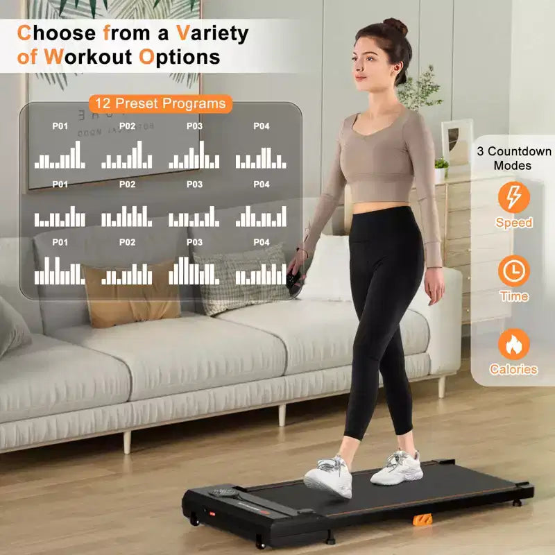 Tapis de course Costway 2,5 CV sous le bureau avec télécommande, écran LED et 12 programmes prédéfinis