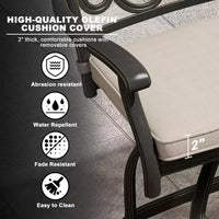 Ensemble de bistrot d'extérieur Mondawe noir 3 pièces en fonte d'aluminium avec 2 chaises de bar pivotantes hautes et une table carrée (2 places)