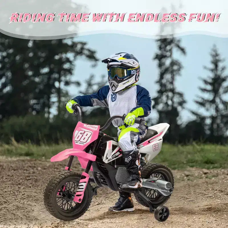 Moto électrique 12V pour enfants avec musique, suspension à ressort, poignée tournante, voiturette pour garçons et filles de 3 à 10 ans