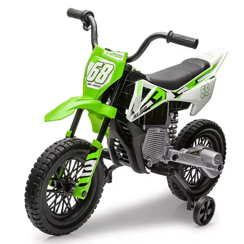 Moto électrique 12V pour enfants avec musique, suspension à ressort, poignée tournante, voiturette pour garçons et filles de 3 à 10 ans