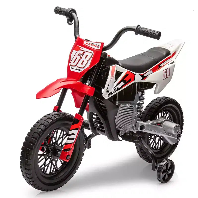 Moto électrique 12V pour enfants avec musique, suspension à ressort, poignée tournante, voiturette pour garçons et filles de 3 à 10 ans