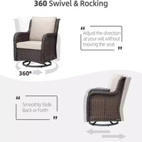 Ensemble bistrot GustoWave 3 pièces en osier pour l'extérieur, idéal pour le jardin, la véranda, la terrasse, le balcon, le patio
