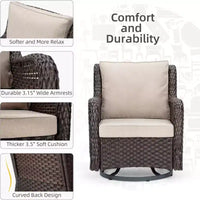 Ensemble bistrot GustoWave 3 pièces en osier pour l'extérieur, idéal pour le jardin, la véranda, la terrasse, le balcon, le patio