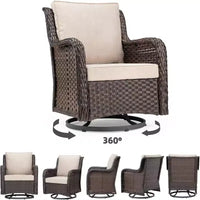 Ensemble bistrot GustoWave 3 pièces en osier pour l'extérieur, idéal pour le jardin, la véranda, la terrasse, le balcon, le patio