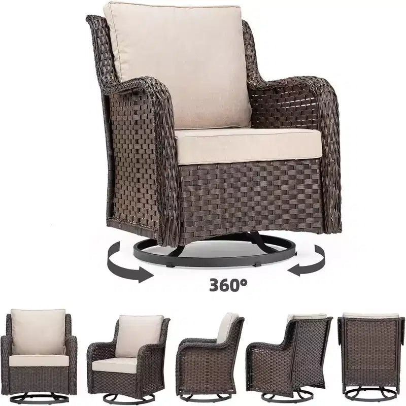 Ensemble bistrot GustoWave 3 pièces en osier pour l'extérieur, idéal pour le jardin, la véranda, la terrasse, le balcon, le patio