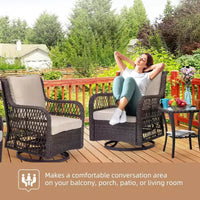 Ensemble bistrot GustoWave 3 pièces en osier pour l'extérieur, idéal pour le jardin, la véranda, la terrasse, le balcon, le patio