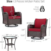 Ensemble bistrot GustoWave 3 pièces en osier pour l'extérieur, idéal pour le jardin, la véranda, la terrasse, le balcon, le patio