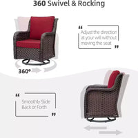 Ensemble bistrot GustoWave 3 pièces en osier pour l'extérieur, idéal pour le jardin, la véranda, la terrasse, le balcon, le patio